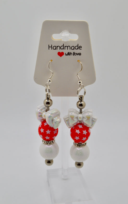 Red and White Stars Earrings